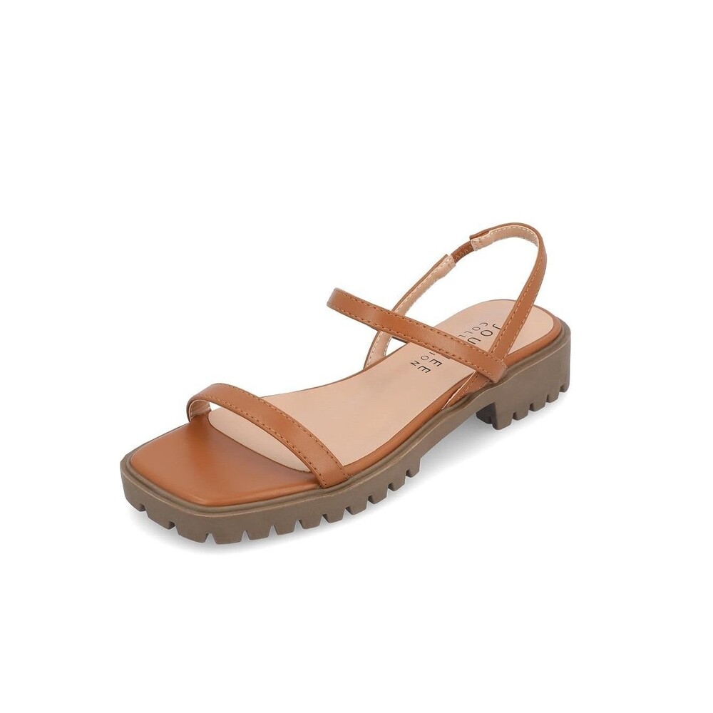 Journee Collection Womens 8 M Brown Nylah Strappy Flat Sandals NIB NY0